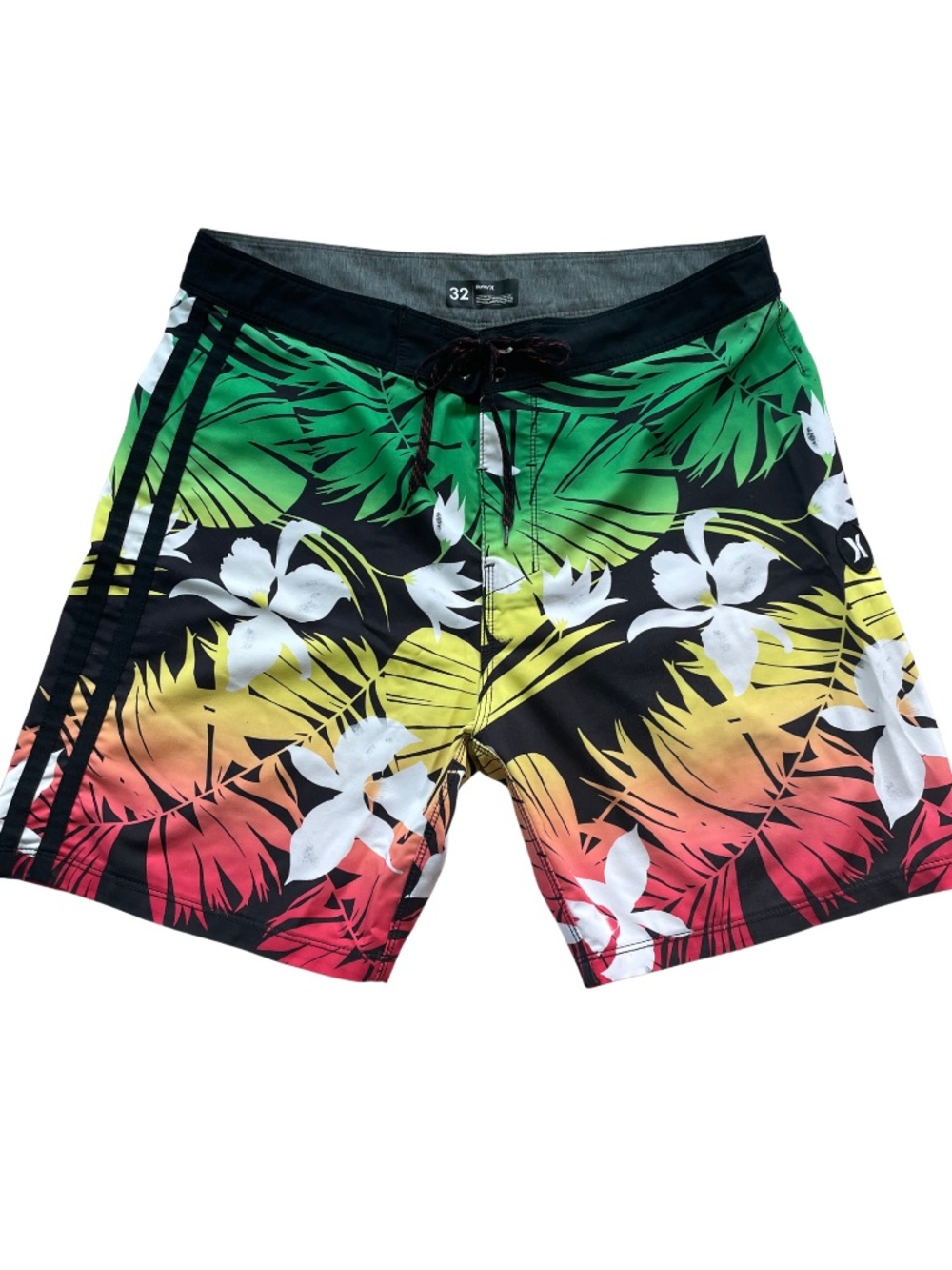 Hurley Phantom Floral Green/Yellow/Red Boardshorts Sz 32